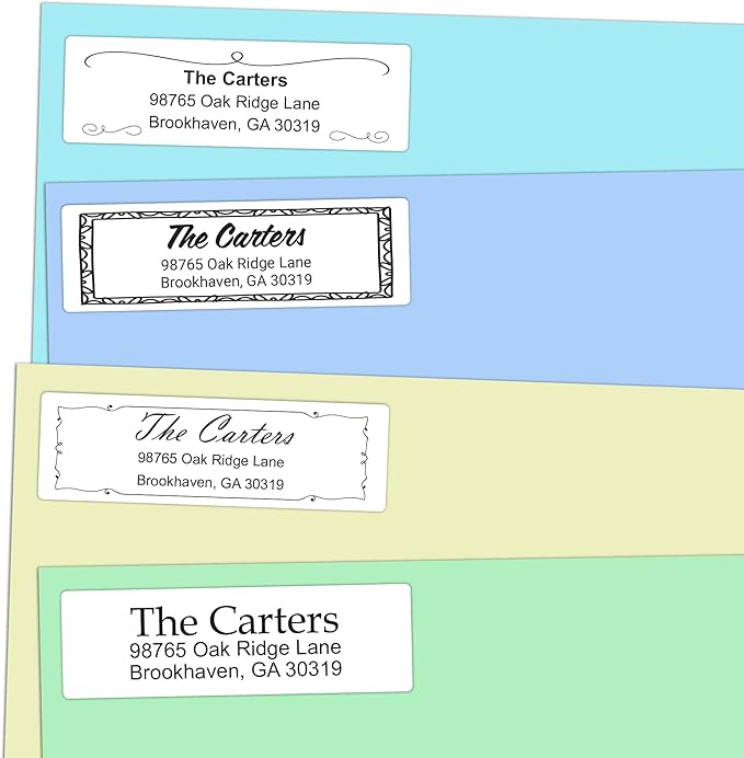Personalized Return Address Labels - Black and White Custom Address Stickers on Sheets (50-1000 Labels)