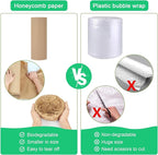Honeycomb Packing Paper Roll - 19.68'' x 820ft, 200 Fragile Stickers Included | Wine Box, Artwork & Glassware Protector | Heavy-Duty Cushioning Wrap for Shipping, Moving & Gift Packaging