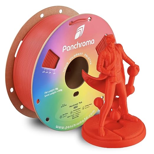 Panchroma PLA Red 3D Printer Filament, 1.75mm, 1kg Spool, Easy to Print, High Speed Printing, Tangle Free, AMS Compatible, Perfect for Toys, Decor, Miniatures, Models & Cosplay