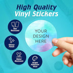 100 Custom Vinyl Stickers - Upload Your own Image, Text, Design, Logo - Personalized Logo Labels for Handmade, Packaging, Bottle, Jars, Candle, Brand Stickers (Sky Blue, 3x3)