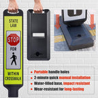 2 Pack 43" x 9.6" inch Double Sided Pedestrian Crosswalk Sign, 21.8" x 9.6" x 4" Durable HDPE Water Filled Base, Portable High Visibility Reflective Traffic Safety Parking STOP Signs (Yellow Green-2Pack)