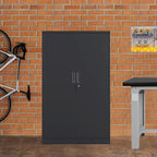 Metal Storage Cabinet with Locking Doors and 3 Adjustable Shelves, 53.5-Inch Tall Lockable Steel Storage Cabinets for Home Office Garage Pantry (Black)