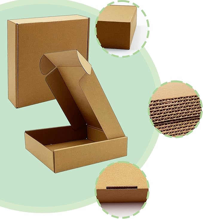 8x8x2 inch Shipping Boxes，Bulk 28 Pack，Brown Corrugated Mailers Cardboard Literature Mailer Box for Packaging Business, Mailing,Moving and Storage，Small Gift Boxes for Wrapping Mailing Present