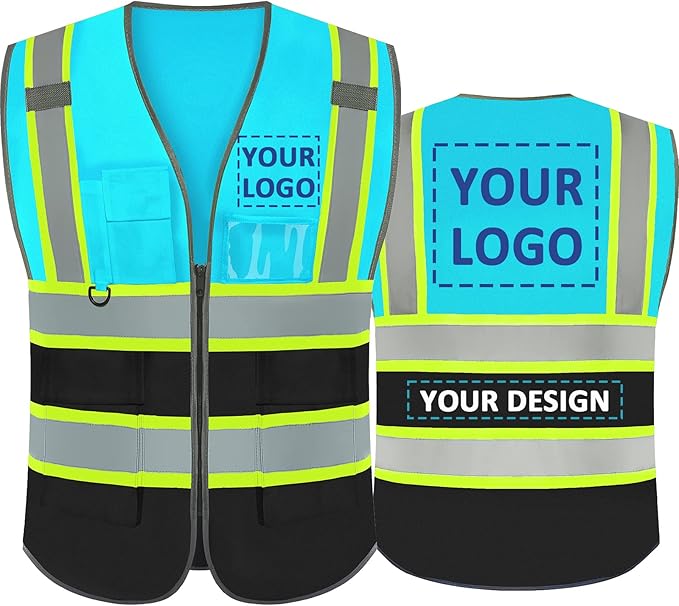 BeautyWill Custom Logo Safety Vest Class 2 High Visibility Reflective Vest for Men - Personalized Logo Team Vest