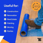 TapeManBlue Floor Protection Film, 36" x 200', Made in USA, Blue Self Adhesive Floor Protector Tape for Moving, Painting and Construction, Temporary Covering to Shield Hardwood, Tile, Hard Surfaces