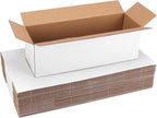 25 Pack Small Shipping Boxes 12x4x4 Inches, White Corrugated Cardboard Box for Shipping, Packing, Business, DIY