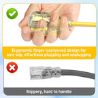 25FT 12/3 Gauge Heavy Duty Outdoor Extension Cord Waterproof, Weatherproof -58°F to 140°F with Lighted Outlet & Press-Release Lock, 15A 1875W 3 Prong, SJTW Electrical Power Cord, ETL Listed (Yellow)