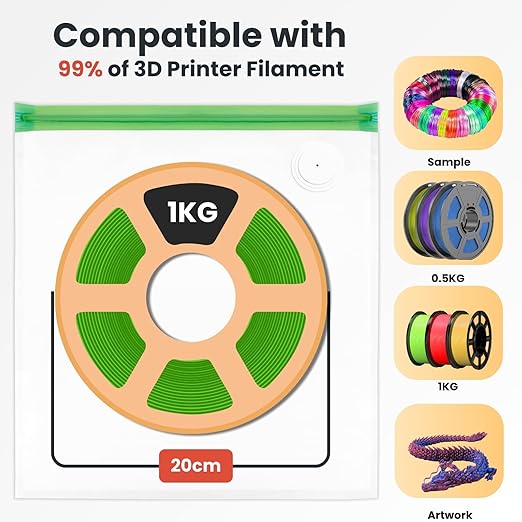 3D Printer Filament Storage Bags Vacuum Storage Bags Kit 3D Printer Accessories with Storage Bags (13x15 inches), Humidity Resistant (10 Bags Only)