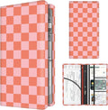 Premium Car Registration and Insurance Card Holder, Cute PU Leather Car Document Holder, Vehicle Glove Box Car Organizer with Magnetic Closure for Driver License, Cards Red Checkerboard