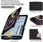 Clipboard with Storage,Clip Boards 8.5X11 with Storage & Pen Holder,Heavy Duty Plastic Nursing Clipboards Foldable,Coaches Clipboard Folder Case,School Office Supplies，Butterfly Flowers & Gold Moon