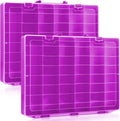 Juexica 2 Pcs Large 48 Grids Plastic Storage Bead Organizer Box, Tackle Box, Compartment Organizer Container with Adjustable Dividers for Jewelry Art Crafts Toys Screw Small Parts(Purple)