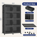 160GAL Storage Bins with Lid and Wheels, Stackable Closet Organizers and Storage Drawer, Collapsible Storages Box with Dividers, Foldable Plastic Cabinets for Room, Kitchen, 4 Pack Black