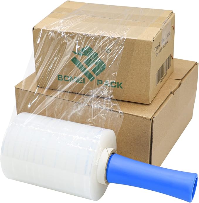 BOMEI PACK Plastics Industrial Mini Stretch Wrap Film Replacement 5" x 1000ft Roll, 80 Gauge for Moving, Packing Wrap Industrial Strength- Self Adhering Packaging Heavy Duty, 2 Pack