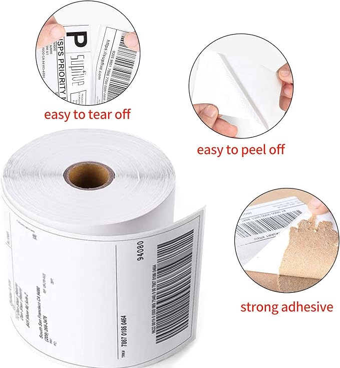 Thermal Labels 4x6 Roll - 1000 Labels, Industrial Labels Direct Thermal Perforated Postage Shipping Label for Rollo, Zebra, MUNBYN and Polono Thermal Printer (NOT for DYMO)