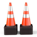 (12 Pack) BATTIFE Traffic Cones 28 Inch with Black Weighted Base, PVC Orange Cone for Traffic Control, Construction Events, Driveway Road Parking Lot
