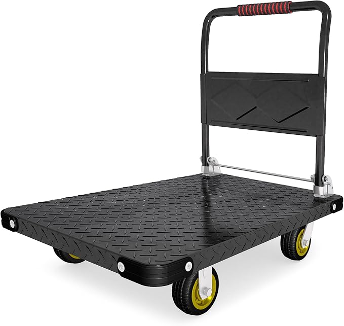 Platform Truck, Foldable Flatbed Cart Heavy Duty Push Cart Dolly Large Platform w/ 5'' Swivel Wheels 2000LBS Capacity Moving Hand Dolly for Groceries, Garage, Warehouse (35'' L x 22.5'' W)