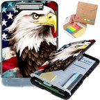 Clipboard with Storage,Heavy Duty Plastic Storage Clipboard with Low Profile Clip,Teacher Must Haves,Office Supplies,American Flag Owl