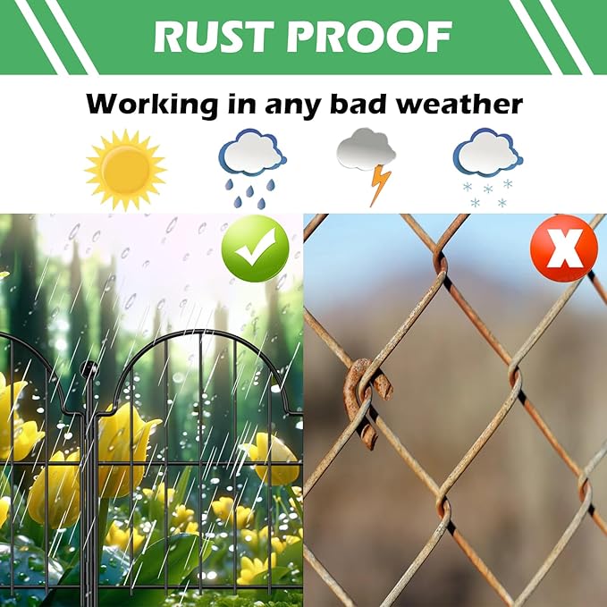 Garden Fence, 22 in(H) x 21 ft(L) Arched Rustproof Metal No Dig Fence Garden Fence Border, Ground Stake Animal Barrier Fence for Rabbit Dog, Outdoor Landscape Decor for Yard & Patio,19 Pack