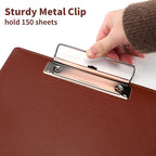 A5 Clipboard,3 Pack PU Clipboards with Hanging Hole for Office,School or Restaurant,Brown