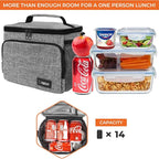 opux Insulated Lunch Bag for Men Women, Soft Lunch Box for Office Work School Picnic, Leakproof Lunch Cooler Bag with Shoulder Strap for Kid Adult Boy Girl, Medium Lunchbox Lunch Tote (Heather Gray)