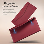 CoBak Leather Car Registration and Insurance Holder with Magnetic Compartment - Vehicle Glove Box Organizer for Driver License, Cards, Emergency Cash - Auto Truck Accessories Case, Wine Red