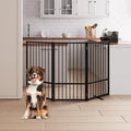 3 Panels Full Metal Freestanding Dog Gates, 60” W x 36” H Folding Pet Gate Fence with Support Feet for Indoor,Stairs, Hallways and Doorways(Black)