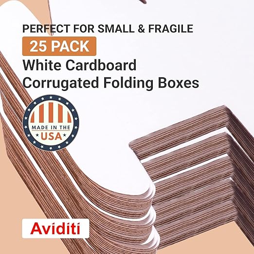 AVIDITI White Shipping Boxes 4"L x 4"W x 4"H (25 Pack) Small Medium Mailing Box for Small Business Packaging, Mailers, Gifts & Storage