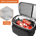 opux Insulated Lunch Bag for Men Women, Soft Lunch Box for Office Work School Picnic, Leakproof Lunch Cooler Bag with Shoulder Strap for Kid Adult Boy Girl, Medium Lunchbox Lunch Tote (Black)