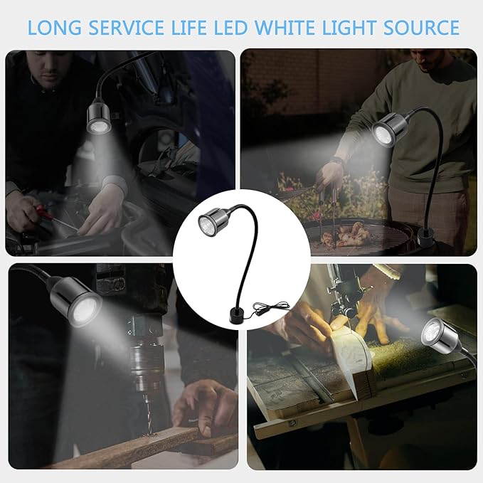 Magnetic LED Work Light with Flexible Gooseneck and Magnetic Base, Magnetic LED Lamp 750 Lumen for Workshop, Lathe, Sewing Machine, Grill Lighting