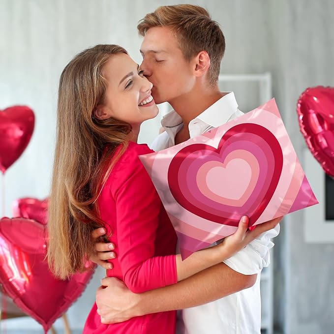 Metronic Poly Mailers 14.5x19 Inch 50pc Pink Love Heart, Waterproof Self-Seal Large Shipping Bags for Clothes, Cute Shipping Envelopes Mailers Poly Bags for Valentine's Day Packaging Mailing Gifts