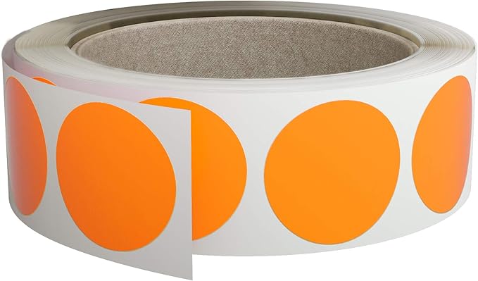 Royal Green Fluorescent Label Rolls 25mm Neon Orange Stickers Dots 1 Inch - 600 Pack