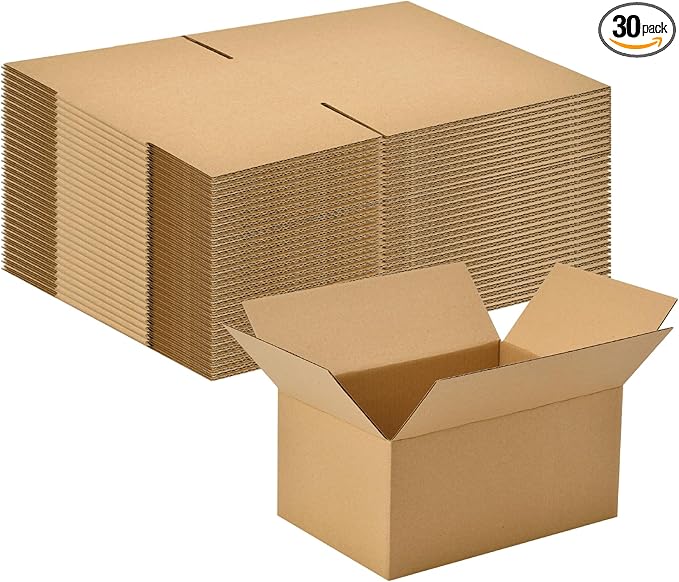 30 Pack 8x6x4 inches Small Shipping Boxes Brown Corrugated Cardboard Boxes for Packing, Mailing, Moving, Business