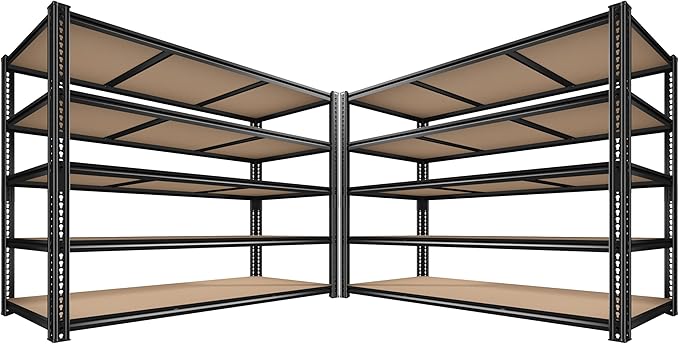 3500LBS Garage Shelving 60" W Metal Shelving 72" H Storage Shelves Heavy Duty 5 Tier Adjustable Shelving Unit for Storage Rack Pantry Shelf Commercial,60" W x 24" D x 72" H,2PC