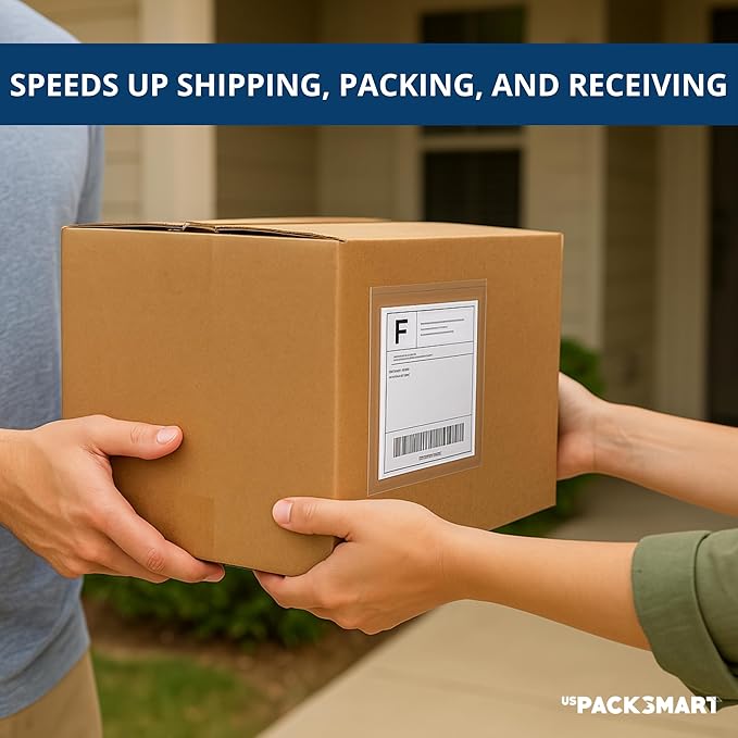 200 Units, 7.5"x5.5" Clear Packing List Shipping Label Envelopes - Heavy Duty Adhesive, Ideal for Labels, Invoices & Documents