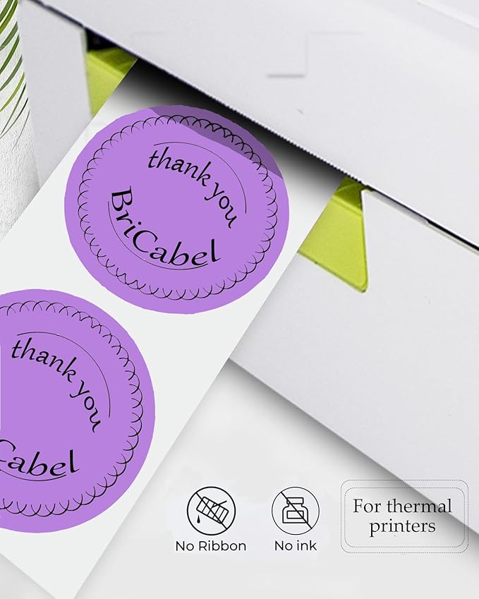 2 Inch Purple Round Thermal Labels,600 Labels/Roll,Self-Adhesive Circle Inventory Stickers, Multi-Purpose Round Roll Thermal Printing Stickers for Business and Domestic Use