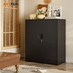 BESFUR Metal Storage Cabinet 36" H, Black Metal Cabinet with 2 Lockable Doors and 2 Adjustable Shelves, Garage Storage Cabinet for Home Office, Garage, School, Apartment, Warehouse