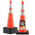 Xpose Safety 36 Inch Orange Slim Line Traffic Cones Heavy Duty 12lb with 6" & 4" Collars, 4 Pack Multipurpose PVC Plastic Safety Cone for Parking, Soccer, Caution, Kids & Construction - DOT Approved