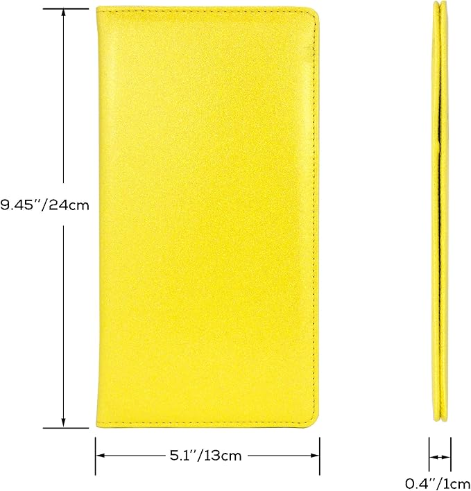 Car Registration and Insurance Holder, Leather Magnetic Shut Vehicle Glove Box Organizer for Document, Card, Driver License, Glitter Yellow