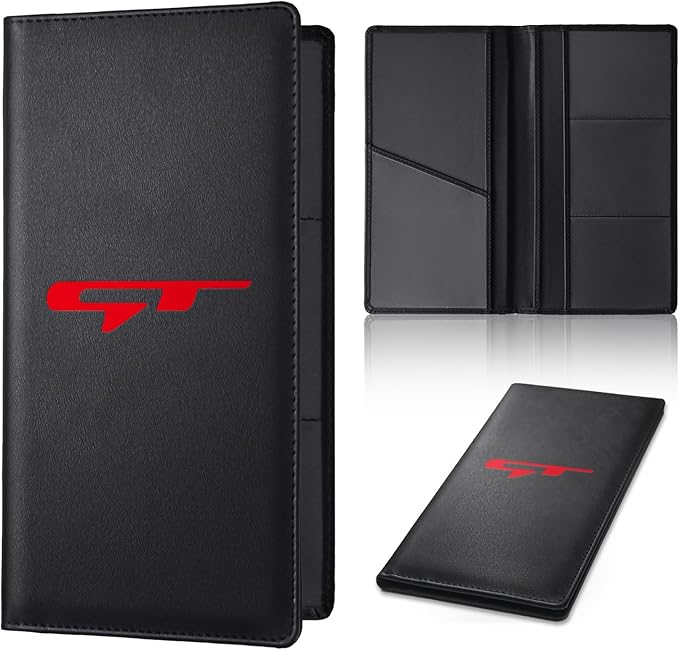 Luxury Leather Car Registration & Insurance Cards Holder for Kia K3 Forte Cerato 2021-2024 GT Cars, Black