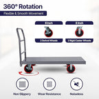 5Seconds Flatbed Platform Cart Industrial Dolly Heavy Duty 48” x 24” Platform Hand Push Truck Super Heavy Duty Diamond Plate Flatbed Cart with 3000Lb Capacity 8'' Swivel Wheels with Lock