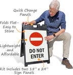 SmartSign 24" x 18" Do Not Enter Sidewalk Sign Kit, Two-Sided A-Frame, Plastic, USA Made, Red, Black and White (1 A-Frame + 2 Sign Panels)