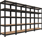 HOMEDANT House 5 Tier Laminated Metal Shelving Unit Adjustable Storage Utility Rack Heavy Duty Shelves Organization Multipurpose Shelf Kitchen Garage Pantry Closet (4, (S) 24.4" W, Black)
