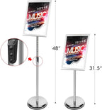 DISPLAYSWORKER Adjustable Poster Sign Stand,Floor-Standing Sign Holder with Heavy Duty Pedestal,for school hospital church shopping mall Silver 11 x 17inch