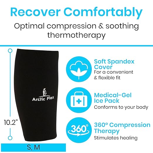 Arctic Flex Ice Sleeve for Knee, Elbow, Arm - Hot & Cold Freeze Pack Wrap for Tennis Pain Relief, Tendonitis - Gel Compression Brace for Injuries - Therapy Compress - Reusable, 360 Coverage