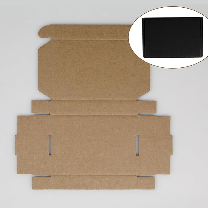 50 Pack 6x4x1 Inches Small Shipping Boxes, Black Corrugated Cardboard Boxes, Moving Mailing Packing Box