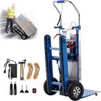 Electric Stair Climbing Dolly, 1250W Electric Stair Climbing Hand Truck, 900lbs Max Load Capacity, 3 Mode Folding Stair Climber Hand Trucks with Telescopic Handle for Moving (Blue+Black/Big Wheels)