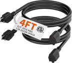 HUANCHAIN 4 FT（2 Pack） 16 Gauge Black Indoor Outdoor Extension Cord Waterproof, Flexible Cold Weather 3 Prong Electric Cord Outside, 13A 1625W 125V 16AWG SJTW, ETL Listed