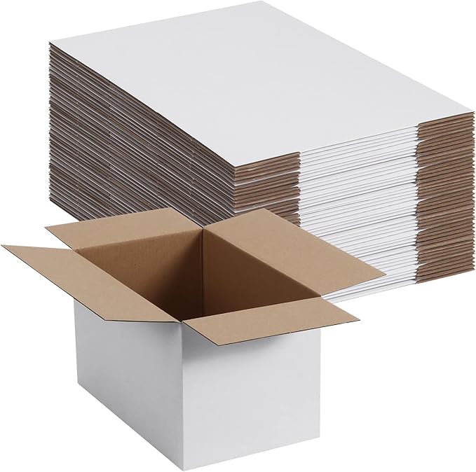 Small Shipping Boxes 10x6x6 Inch set of 40, White Corrugated Cardboard Boxes for Small Business, Mailing, Moving and Storage