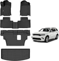 AIPOIL® Floor Mats & Cargo Liner Set for 2016-2025 2026 Dodge Durango (7 Passenger Bench) All Weather Protection TPE Anti-Slip Automotive Full Set Custom Car Mats Accessories - Black