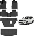 AIPOIL® Floor Mats & Cargo Liner Set for 2016-2025 2026 Dodge Durango (7 Passenger Bench) All Weather Protection TPE Anti-Slip Automotive Full Set Custom Car Mats Accessories - Black